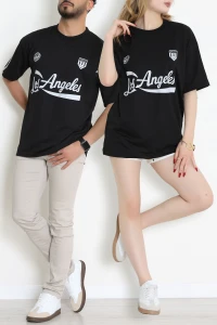 Bisiklet Yaka Oversize 2 İplik Forma Tişört Siyah - 88102.1878.