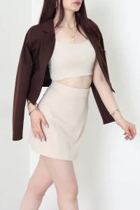 Dabıl Kumaş Astarlı Blazer Ceket Kahve - 2137.1991.