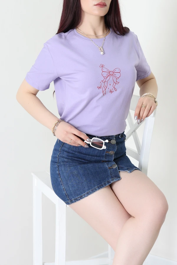 Suprem Baskılı Tişört Lila - 31884.1878.