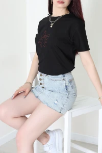 Suprem Baskılı Tişört Siyah - 31884.1878.