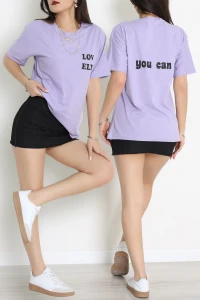 Suprem Baskılı Oversize Tişört Lila - 31888.1878.