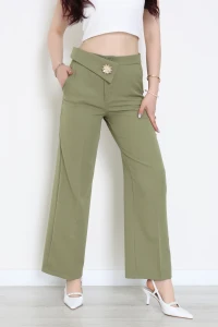 Dabıl Kumaş Broş Detaylı Palazzo Pantolon Çağla - 51614.683.