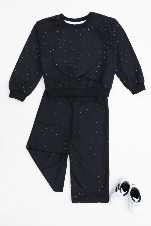 4-10 Yaş İki İplik Şardonsuz Çocuk Takım Siyah - 55042.1776.