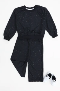 4-10 Yaş İki İplik Şardonsuz Çocuk Takım Siyah - 55042.1776.