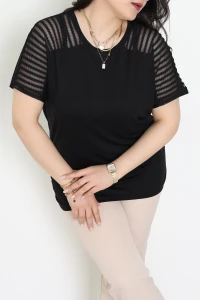 Omuz Transparan Detaylı Viskon Bluz Siyah - 70917.1969.