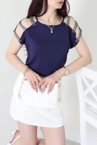 Omuz Dekolteli Bluz Lacivert - 11273.599.