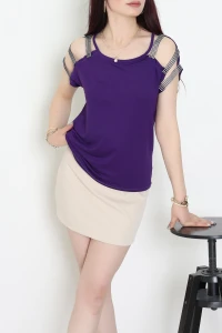 Omuz Dekolteli Bluz Mor - 11273.599.