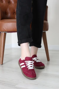 Süet Spor Ayakkabı Bordobeyaz - 31839.264.