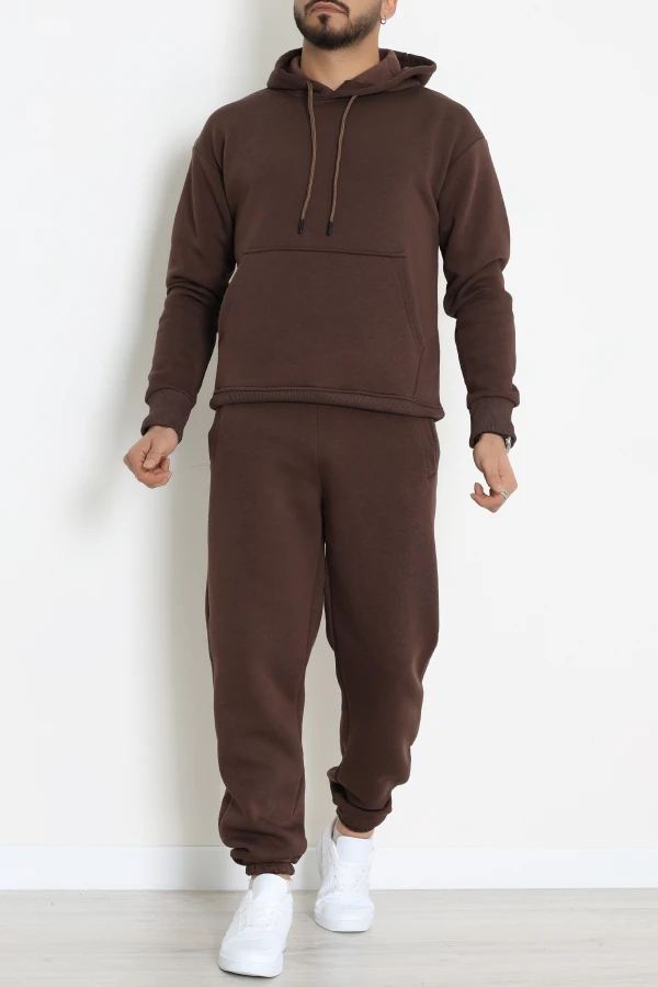 3 İplik Erkek Eşofman Takımı Kahve - 42613.1878.