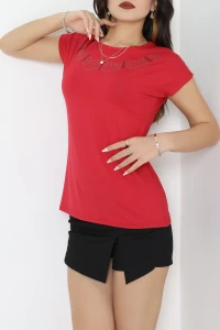 Yakası Taşlı Bluz Kırmızı - 43983.599.