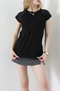 Omuzları Pul Detaylı Bluz Siyah - 44004.599.