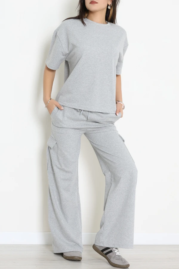 Kısa Kollu İkili Eşofman Takımı Gri - 52214.1857.