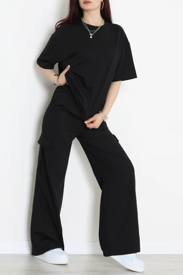 Kısa Kollu İkili Eşofman Takımı Siyah - 52214.1857.