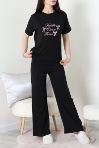İpek Apreli Süprem Pijama Takımı Siyahkurdele - 52238.1567.