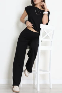 Kayık Yaka Modal Kumaş Kısa Kollu İkili Takım Siyah - 55093.1567.