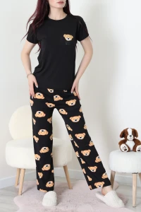 Enjeksiyon Baskı Milan Kumaş Pijama Takımı Siyahayı - 630.1287.
