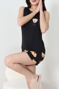 Enjeksiyon Baskılı Şort Atlet Takım Siyahayı - 631.1287.