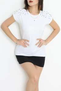 Omuz İncili Viskon Bluz Beyaz - 70750.599.