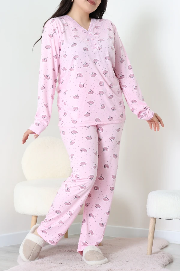 Modal Büyük Beden Pijama Takımı Pembeçiçek - 773.1287.