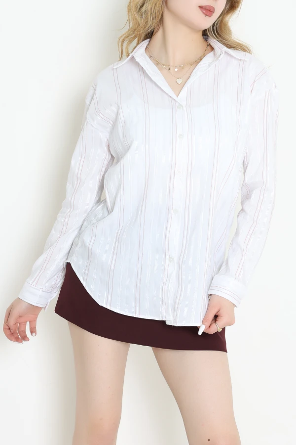 Oversize Gömlek Beyazkırmızı - 80846.147.