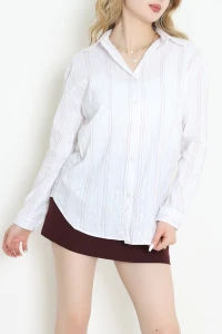 Oversize Gömlek Beyazkırmızı - 80846.147.