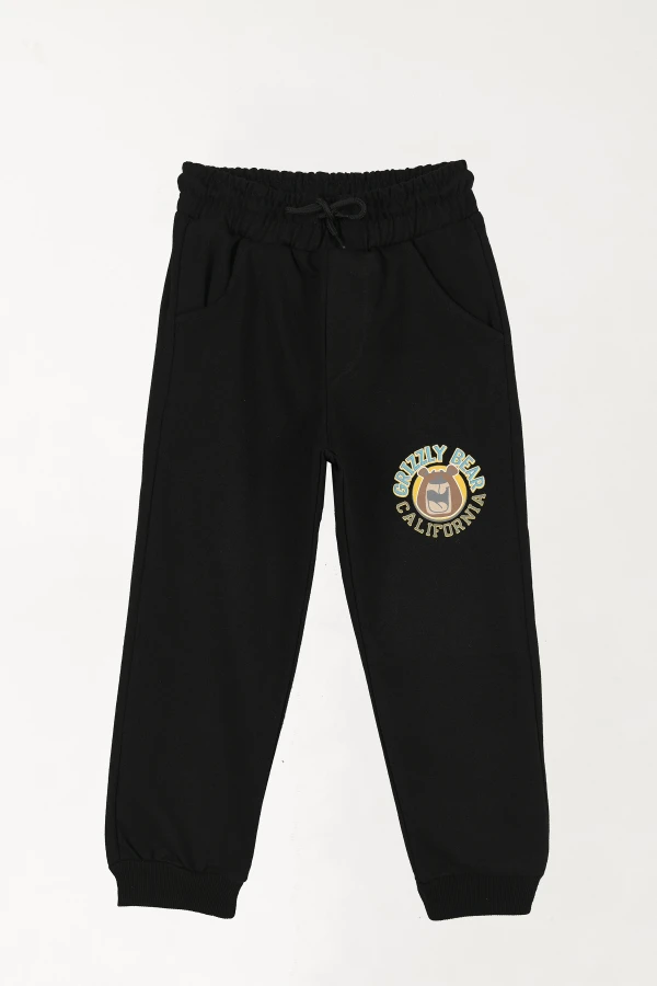 6-9 Yaş 2 İplik Şardonsuz Eşofman Altı Siyah - 2260015.1576.