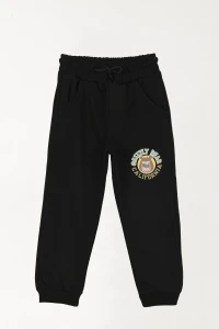 6-9 Yaş 2 İplik Şardonsuz Eşofman Altı Siyah - 2260015.1576.