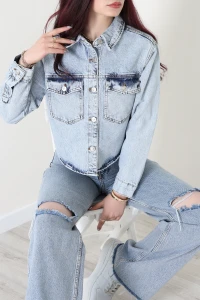 Crop Kot Ceket Mavi - 2721.1367.