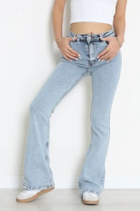 İspanyol Paça Kot Pantolon Buzmavi - 31649.1184.