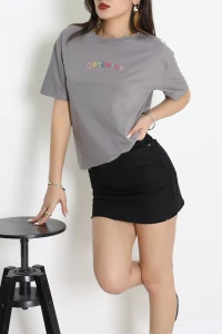 Suprem Nakışlı Oversize Tişört Boyalıgri - 31878.1878.