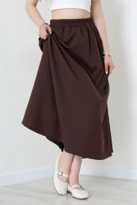Dabıl Kumaş Cepli Etek Acıkahve - 43952.1884.