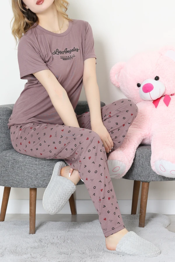 Poliviskon Pijama Takım Patlıcanmor - 50779.1773.