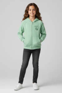 2 İplik Şardonsuz Fermuarlı Ceket 6-9 Yaş Mint - 6264269.1576.