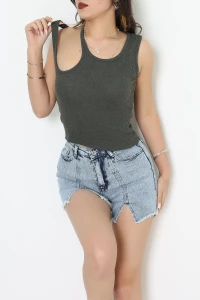 Omuz Dekolteli Kaşkorse Body Haki - 71067.1748.