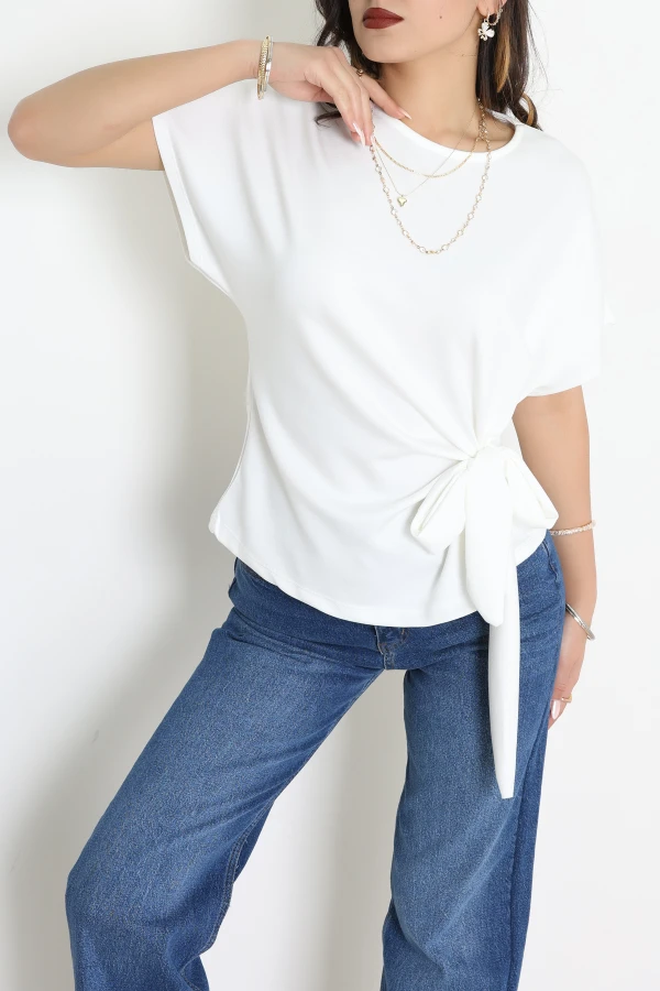 Modal Bağlamalı Bluz Beyaz - 71160.1388.