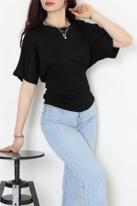 Arka Bağlamalı Modal Bluz Siyah - 71161.1388.