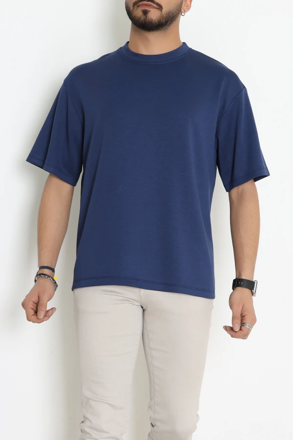 Modal Oversize Erkek Tişört Lacivert - 71162.2023.