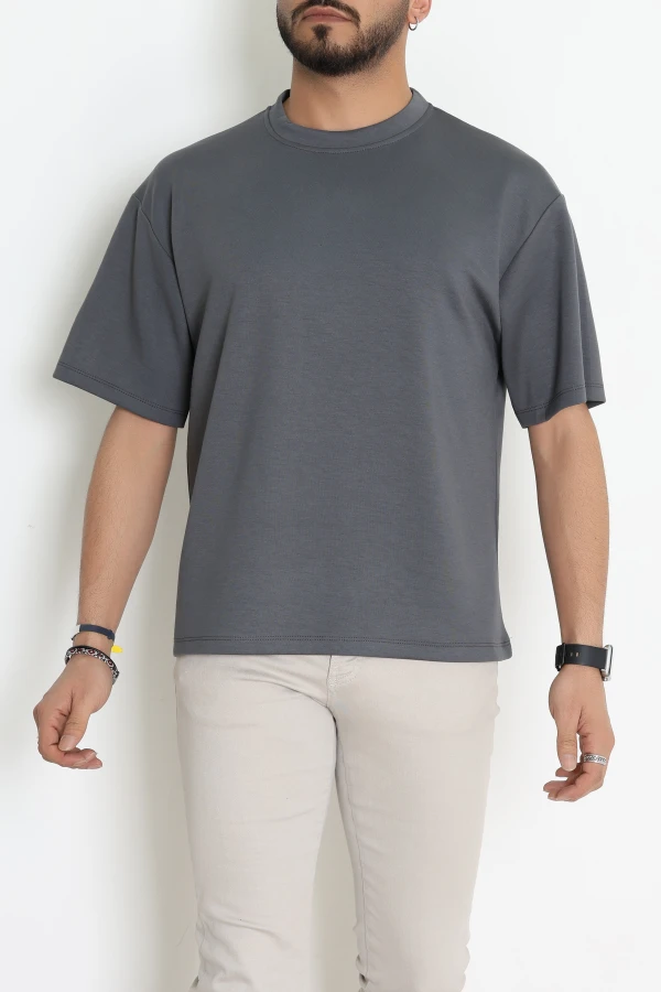 Modal Oversize Erkek Tişört Antrasit - 71162.2023.