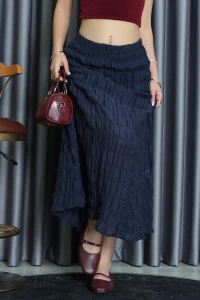 Büzgülü Karışık Dokulu Şifon Etek Laci - 7585.196.