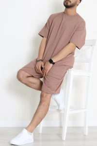 İki İplik Oversize Şortlu Erkek Takım Kahve - 80274.1567.