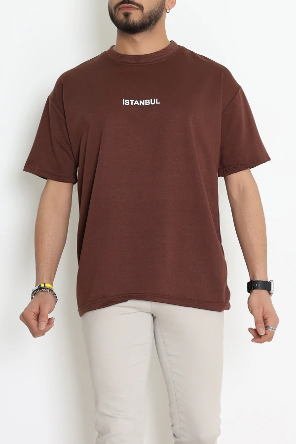 Wortex Oversize Erkek Tişört Kahve - 31688.1878.