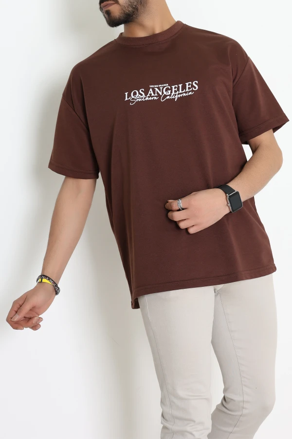 Wortex Oversize Erkek Tişört Kahve - 31690.1878.