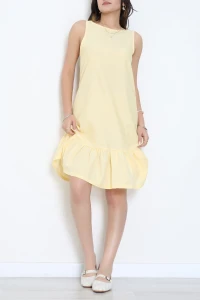 Bisiklet Yaka Fırfırlı Elbise Sarı - 41864.1723.