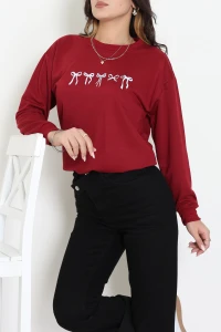 2 İplik Baskılı Sweat Bordoekru - 42718.1878.