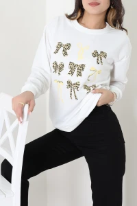 2 İplik Baskılı Sweat Ekru - 42719.1878.