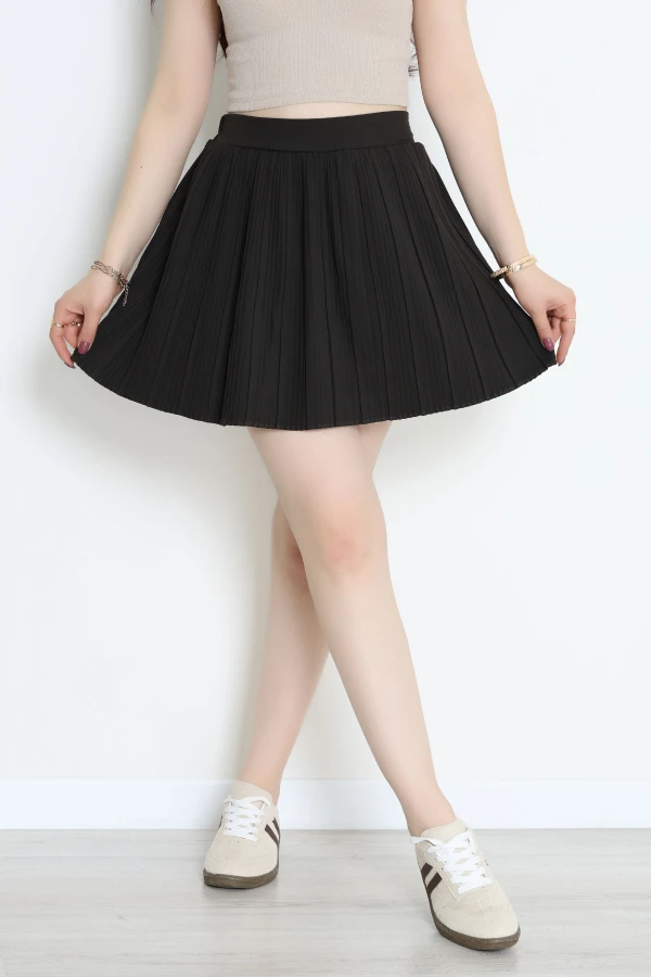 Beli Lastikli Pileli Etek Kahve - 70839.1396.