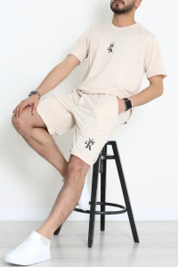 İki İplik Erkek Şortlu Takım Bej - 70965.1937.