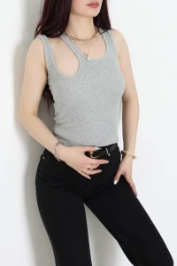 Omuz Dekolteli Kaşkorse Body Gri - 71067.1748.