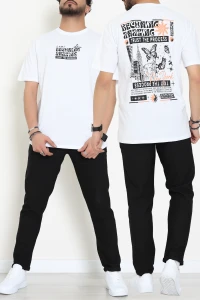 Süprem Ön Arka Baskılı Erkek Tişört Beyazturuncu - 71143.1872.