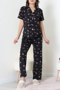 Milan Kumaş Düğmeli Pijama Takımı Flamingo - 750.1287.